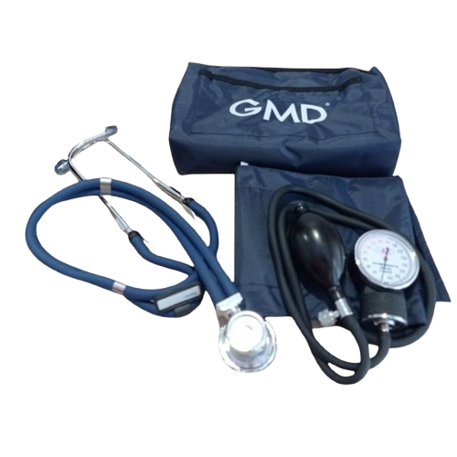 Kit de Fonendoscopio y Tensiómetro para medición precisa de presión arterial y auscultación médica. Equipo ideal para profesionales de la salud y estudiantes.