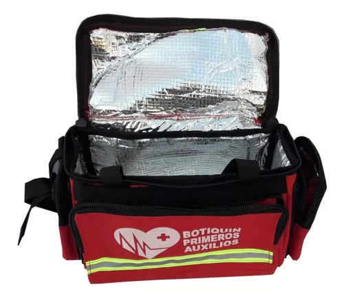 Maletín Botiquín Mini Ambulancia rojo, resistente y compacto, ideal para emergencias y primeros auxilios. Diseño portátil con múltiples compartimentos.