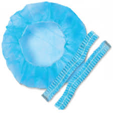 Gorro Oruga Desechable azul de polipropileno para uso médico, industrial y estético.