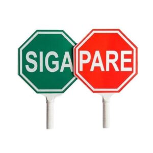 Paletas de señalización reflectivas para control de tránsito y emergencias.