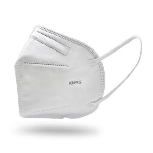 Tapabocas N95 blanco desechable, protección respiratoria contra partículas en ambientes industriales.