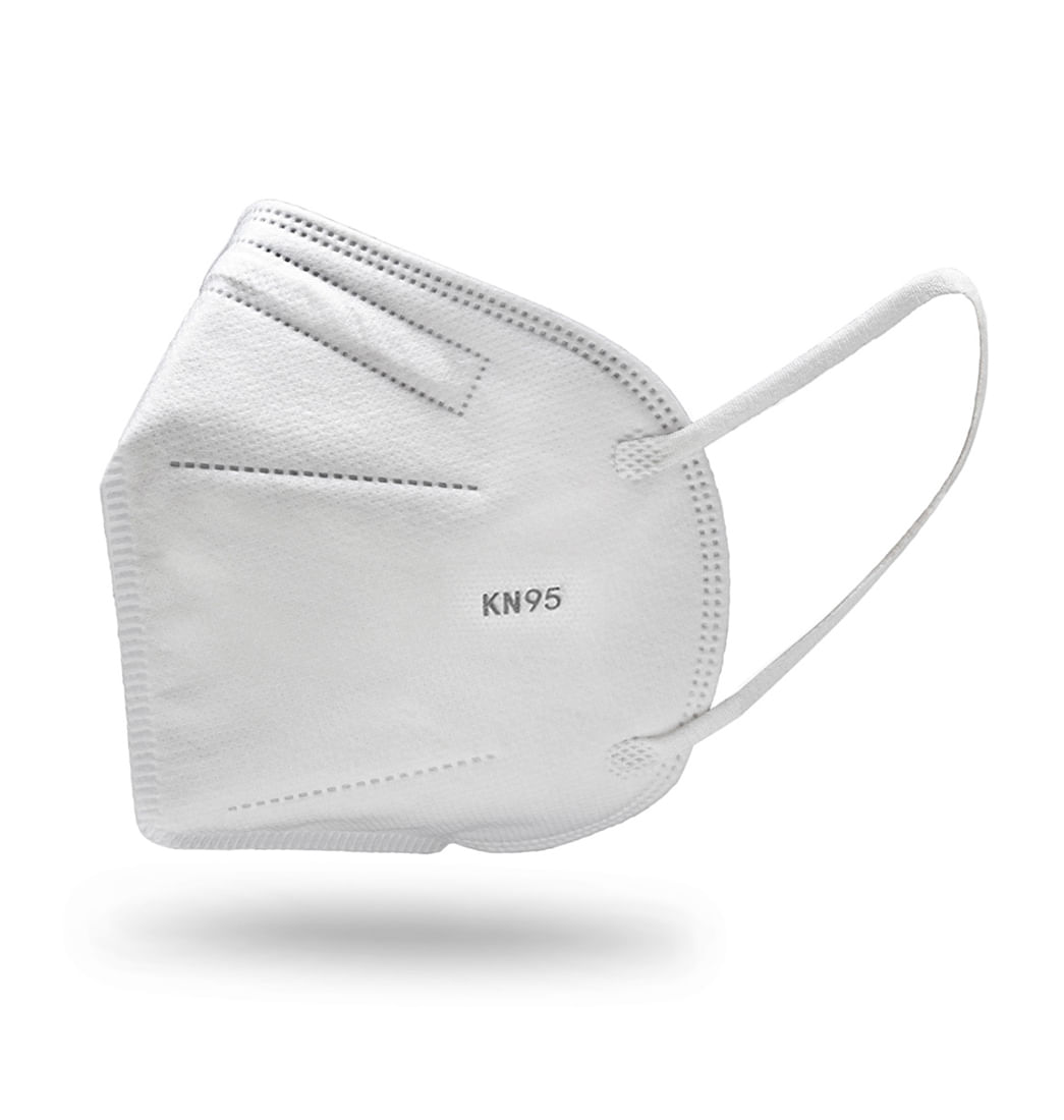 Tapabocas N95 blanco desechable, protección respiratoria contra partículas en ambientes industriales.